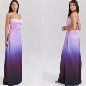 HOUSE OF CB 'Anabella' Ombre Print Lace Up Maxi Dress XS NWOT